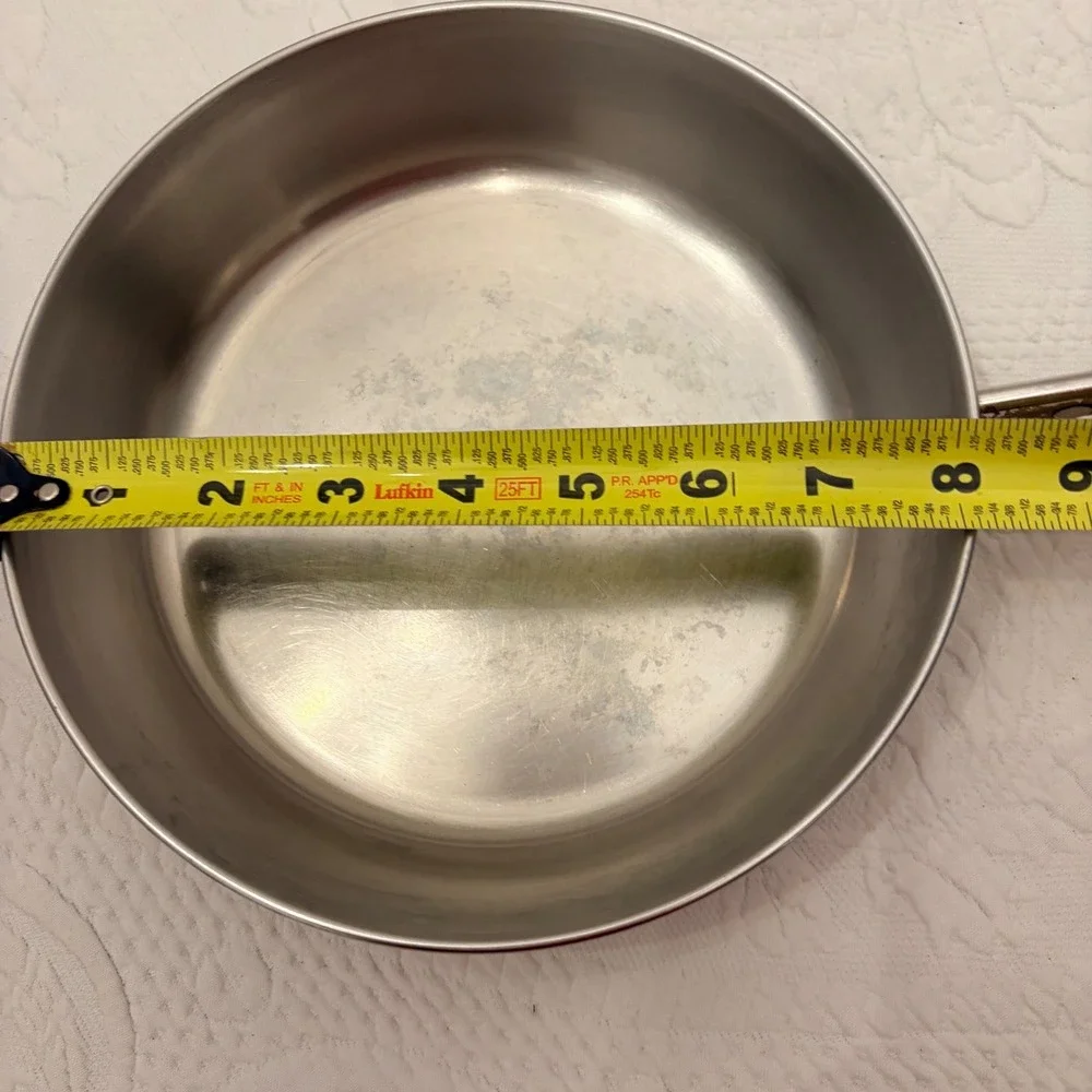 Vintage Revere Ware 8 Inch Skillet Copper Clad Bottom Stainless Steel Frying Pan